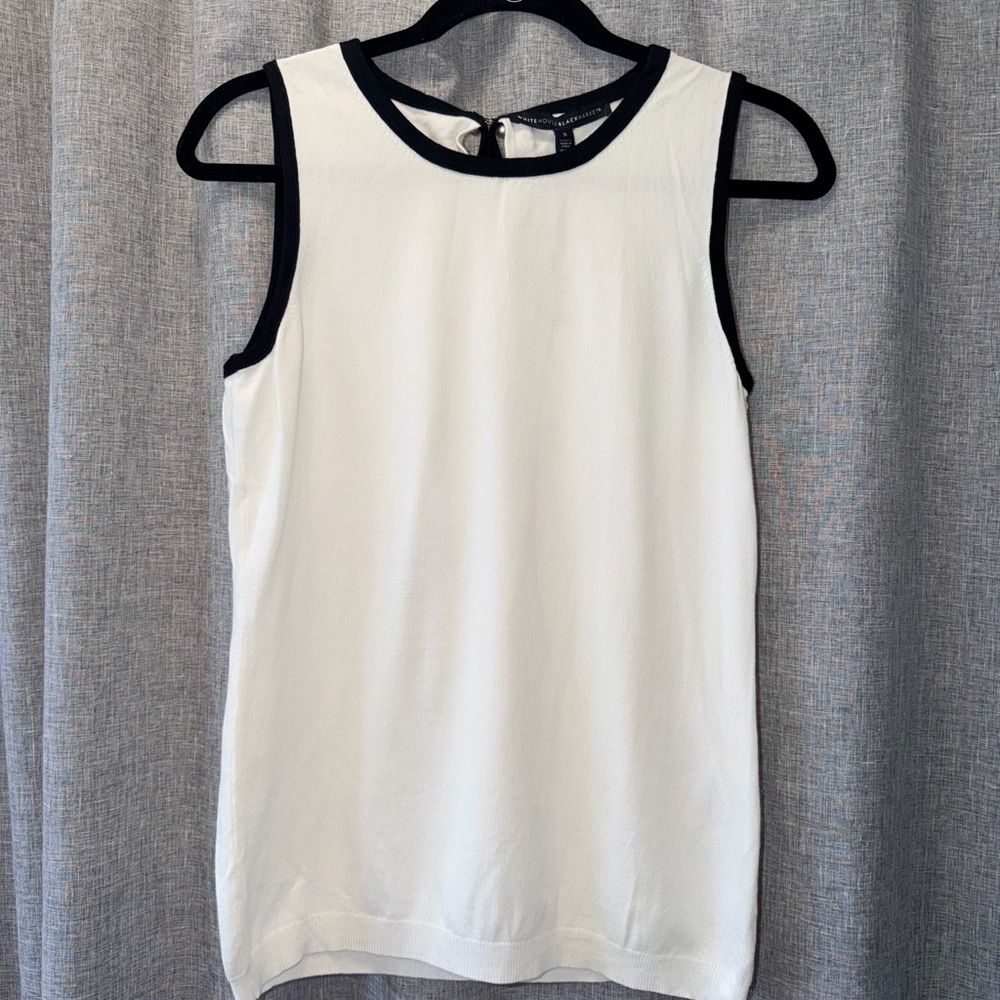 Whitehouse BlackMarket Sleeveless Contrast Trim Top - White/Black Small NWT